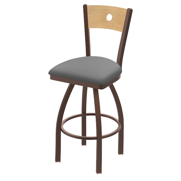 25" Swivel Counter Stool, Bronze Finish, Nat Back, Canter Grey Seat